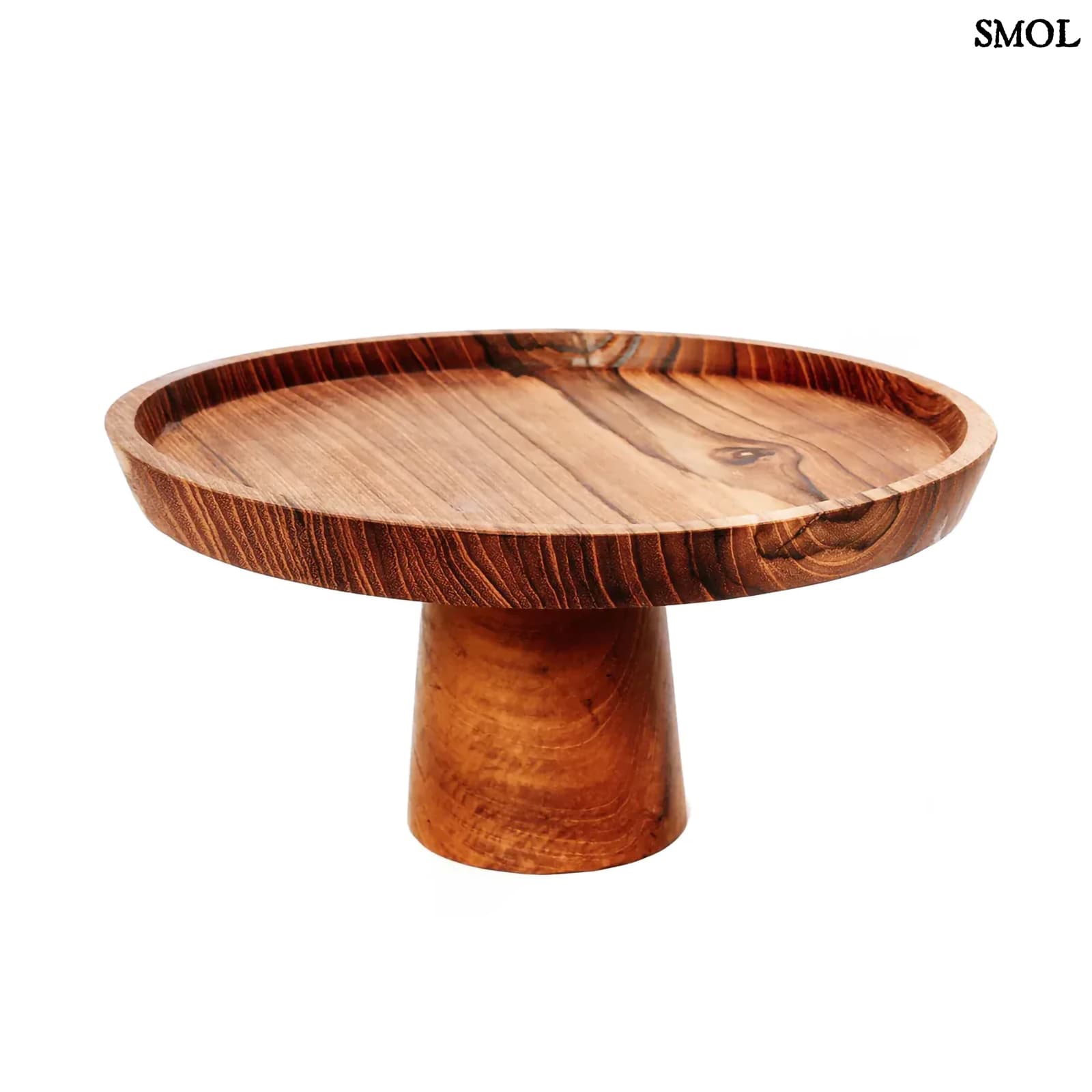 TEAK ROOT, kerek, fa süteményes tál tartón, 24 cm - smol.hu - fehér háttérrel