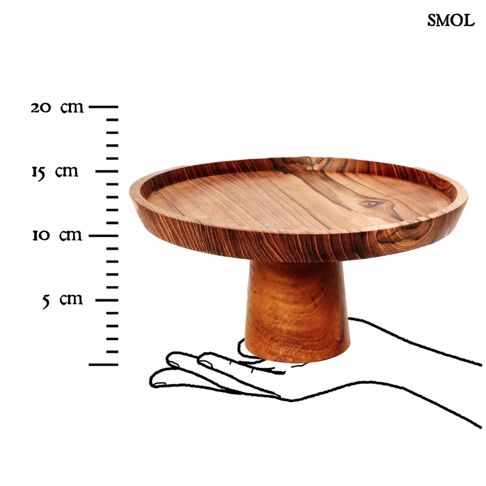 TEAK ROOT, kerek, fa süteményes tál tartón, 24 cm - smol.hu - méretarányosan