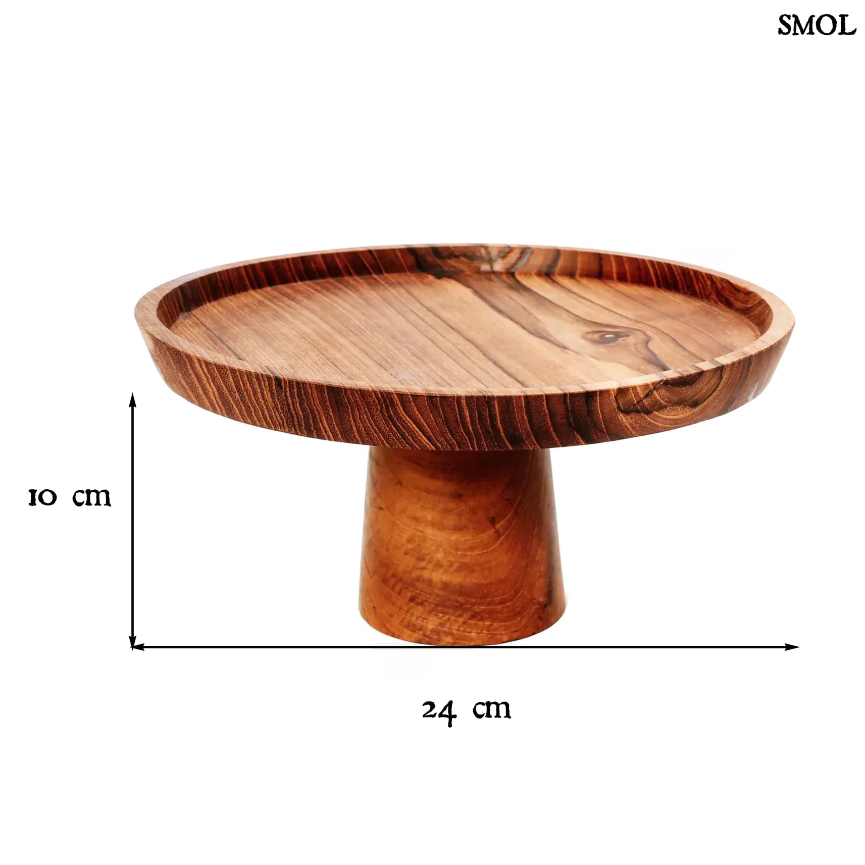 TEAK ROOT, kerek, fa süteményes tál tartón, 24 cm - smol.hu - méretekkel
