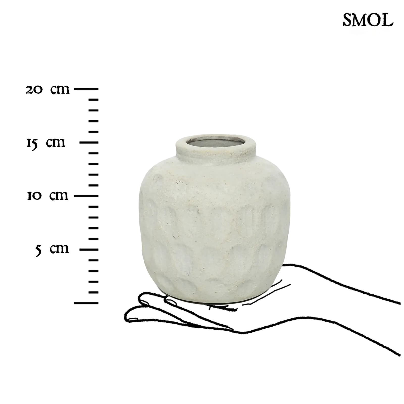 TRENDY, szürke, terrakotta váza, 14 cm - smol.hu - méretarányosan