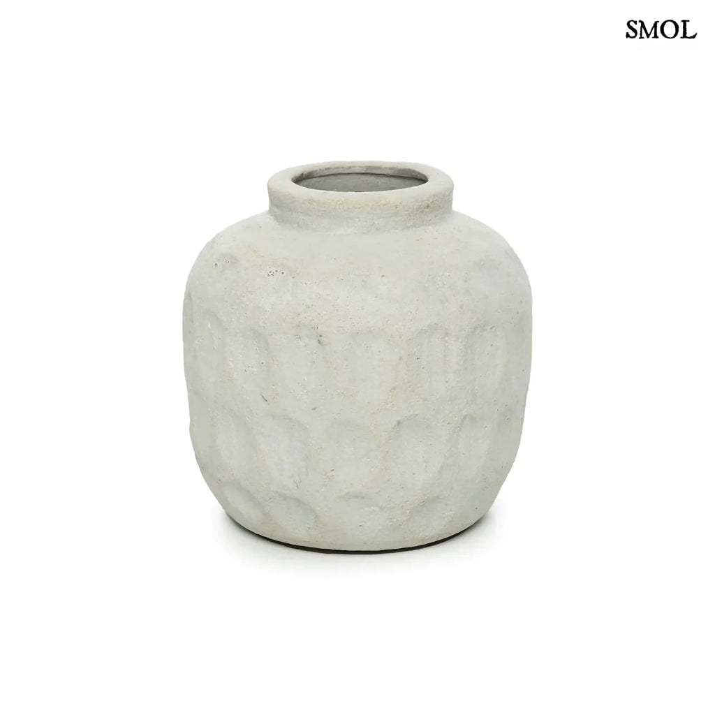 TRENDY, szürke, terrakotta váza, 14 cm - smol.hu - fehér háttérrel