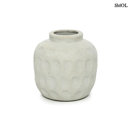 TRENDY, szürke, terrakotta váza, 14 cm - smol.hu - fehér háttérrel