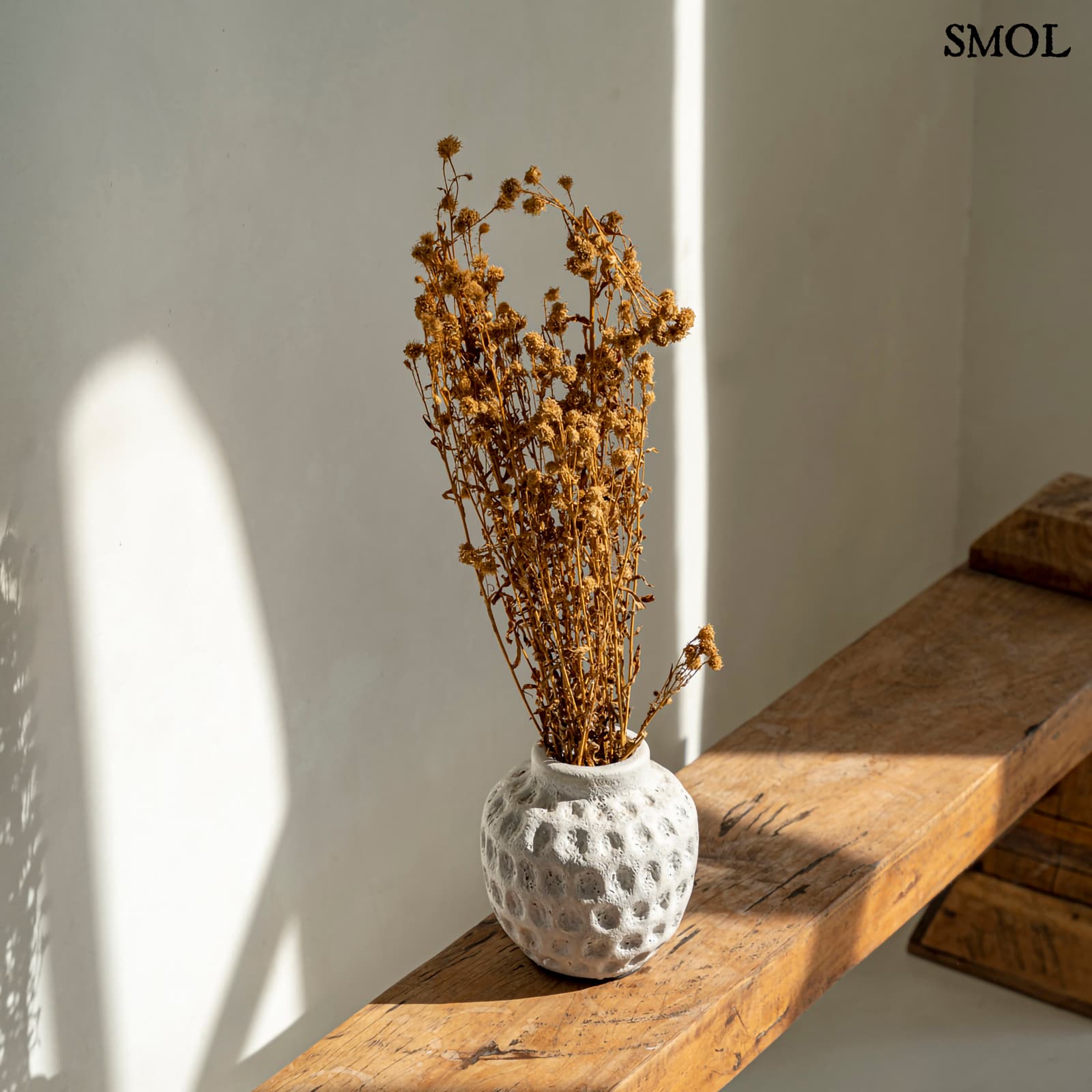 TRENDY, szürke, terrakotta váza, 14 cm - smol.hu - száraz virágokkal