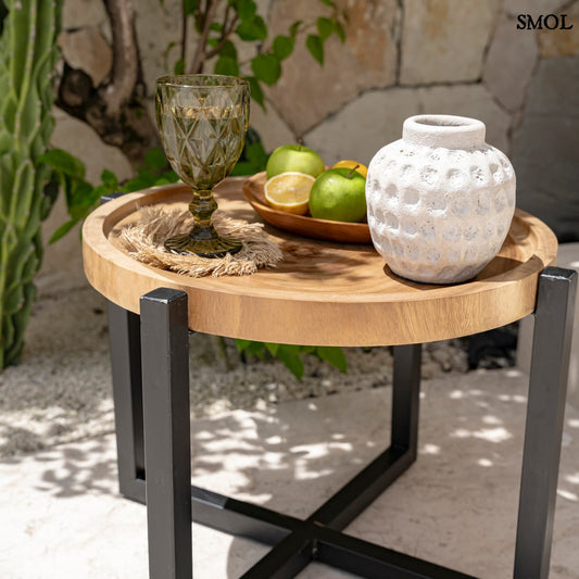 TRENDY, szürke, terrakotta váza, 14 cm - smol.hu - kisasztalon gyümölcsökkel