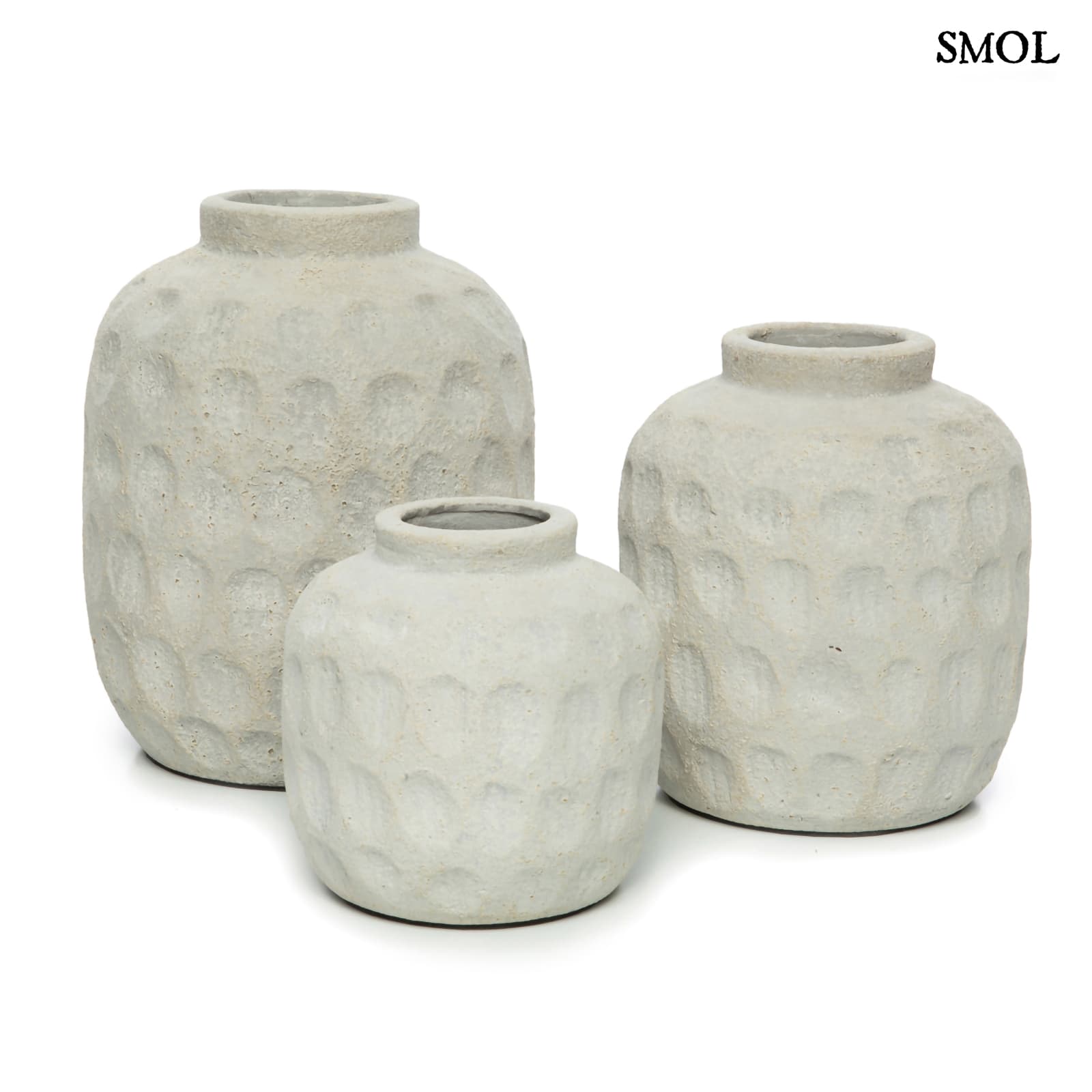 TRENDY, szürke, terrakotta váza, 14 cm - smol.hu - három méretben