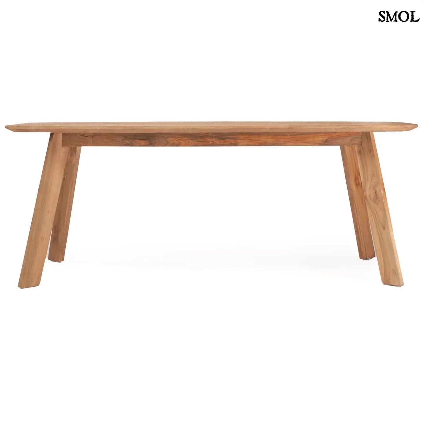 TUTUALA, bel-/kültéri, fa étkezőasztal, 200 cm - smol.hu - oldalról, fehér háttérrel