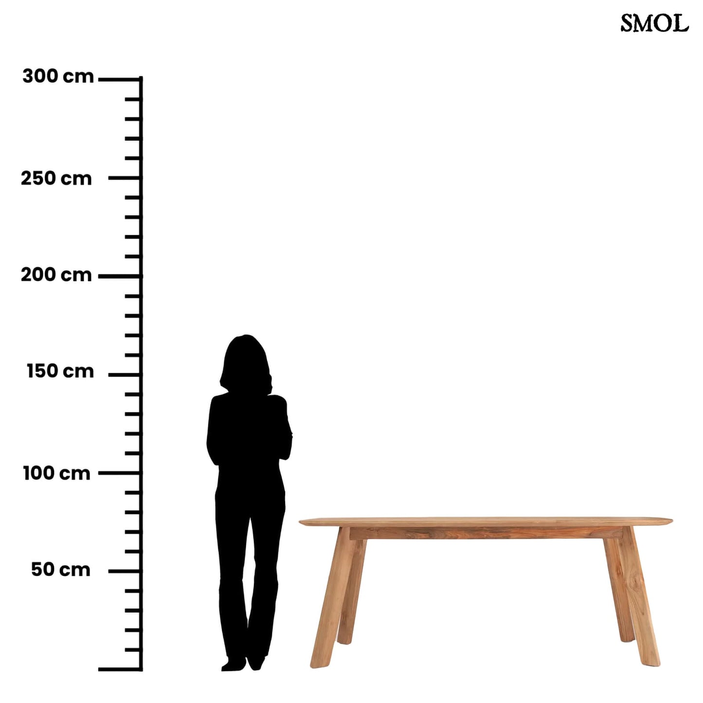 TUTUALA, bel-/kültéri, fa étkezőasztal, 200 cm - smol.hu - méretarányosan