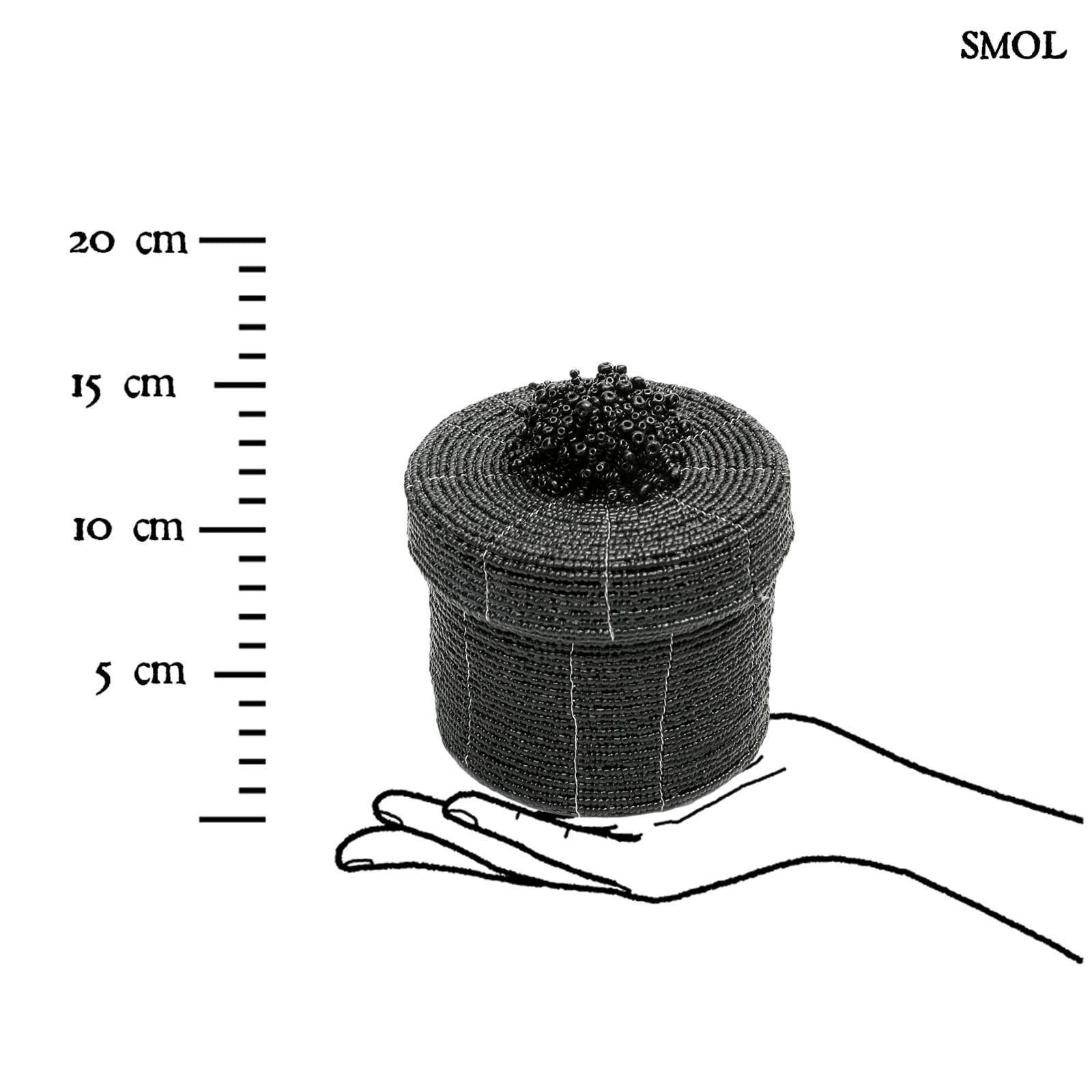 Tároló - fekete gyöngyös, 12 cm | JUBILO - smol.hu - méretarányosan