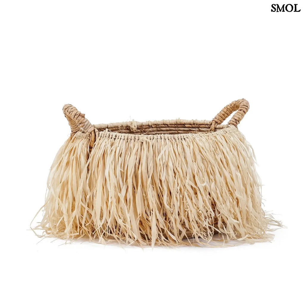 Tárolókosár Raffiával – L | RAFFIA BASKET | SMOL - fehér háttérrel