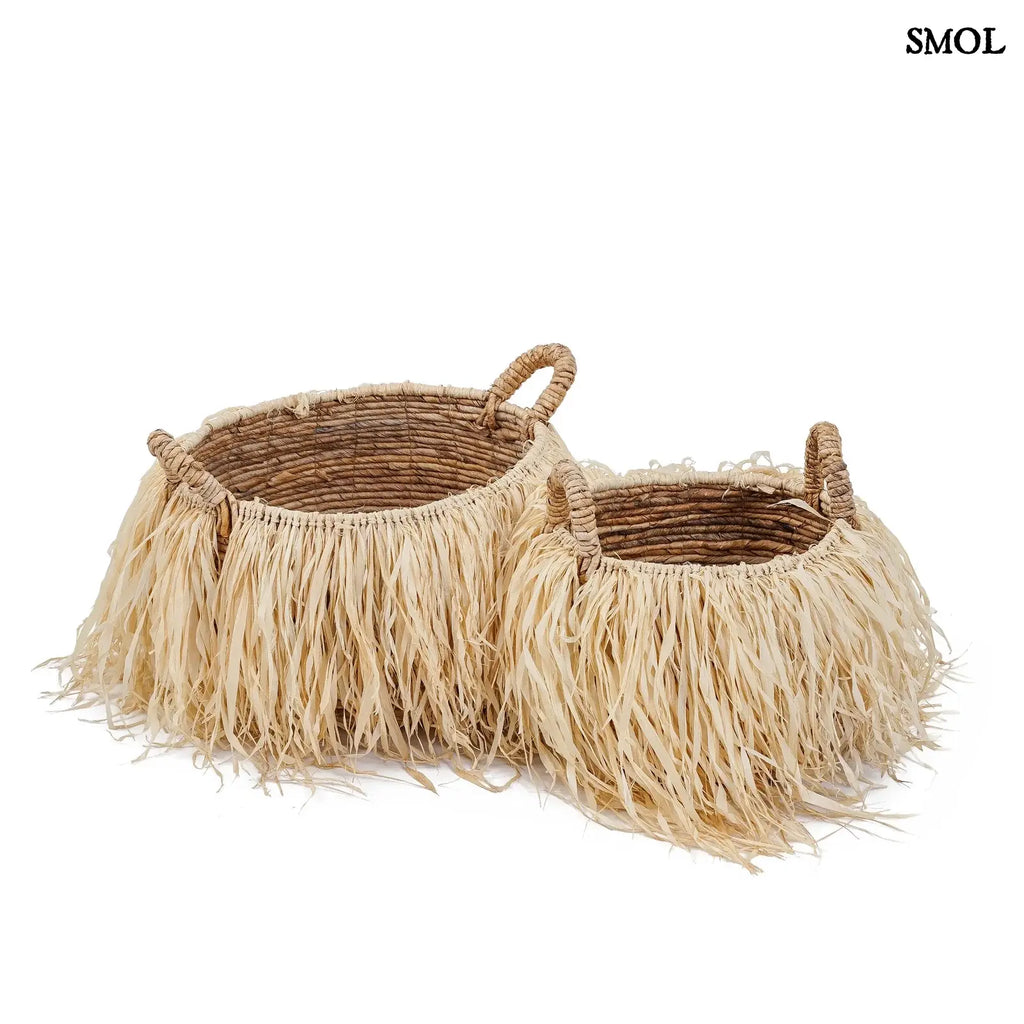 Tárolókosár Raffiával – L | RAFFIA BASKET | SMOL - két méretben