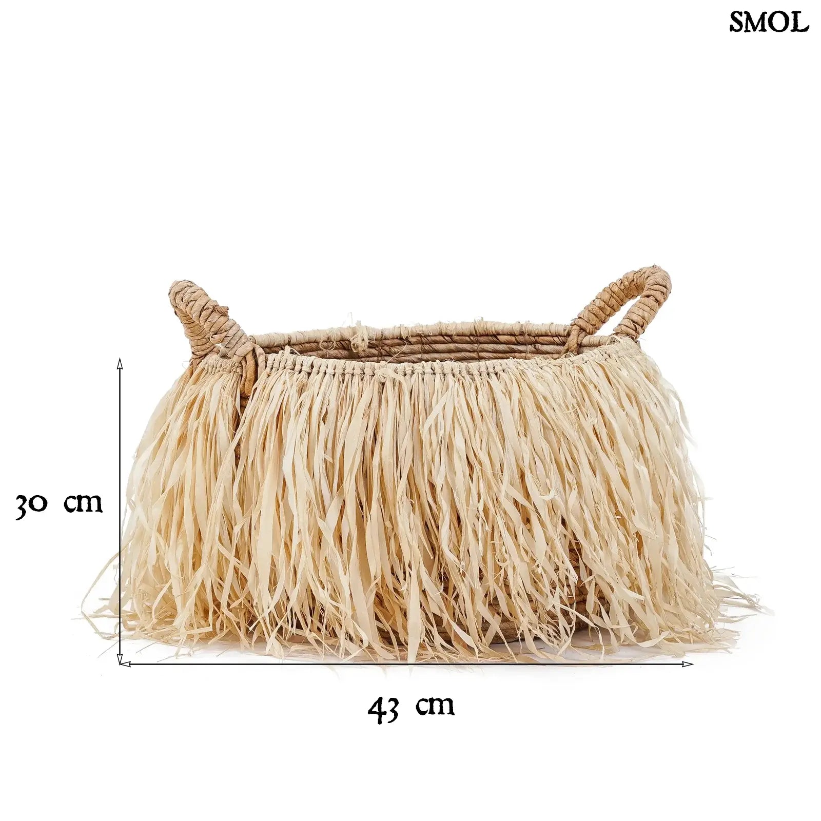 Tárolókosár Raffiával – L | RAFFIA BASKET | SMOL - méretekkel