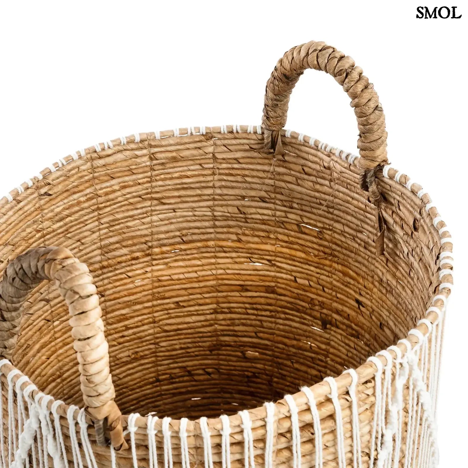 Tárolókosár banánlevélből – fehér makramé, M | STRAIGHT | SMOL - felülről