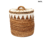 Tárolókosár Banana, banánlevél, M méret, natúr-fehér, fedeles fehér háttérrel