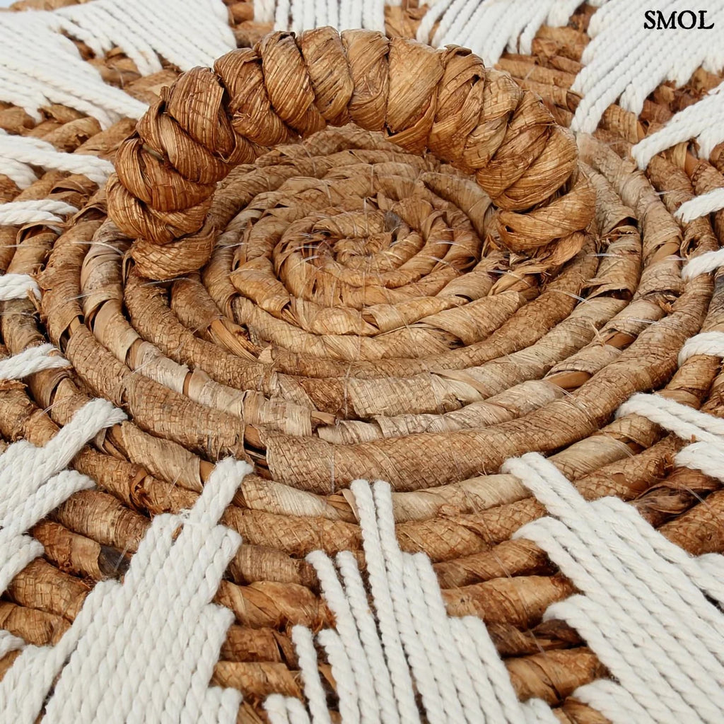 Tárolókosár Banana, banánlevél, M méret, natúr-fehér, fedeles fedél, fogantyú nagyítva