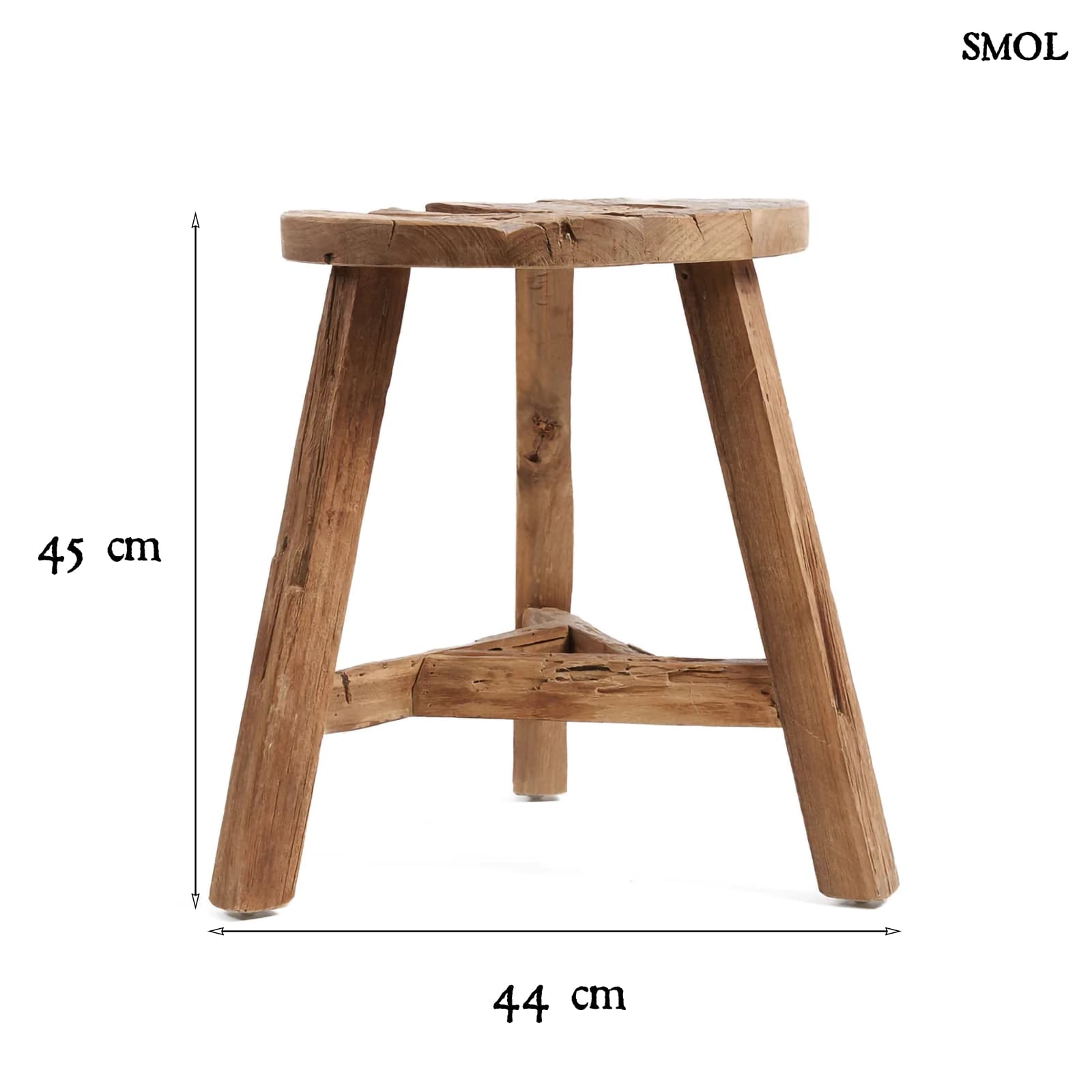 Teakfa Ülőke – Natúr, L | YATAI | SMOL -  méretekkel