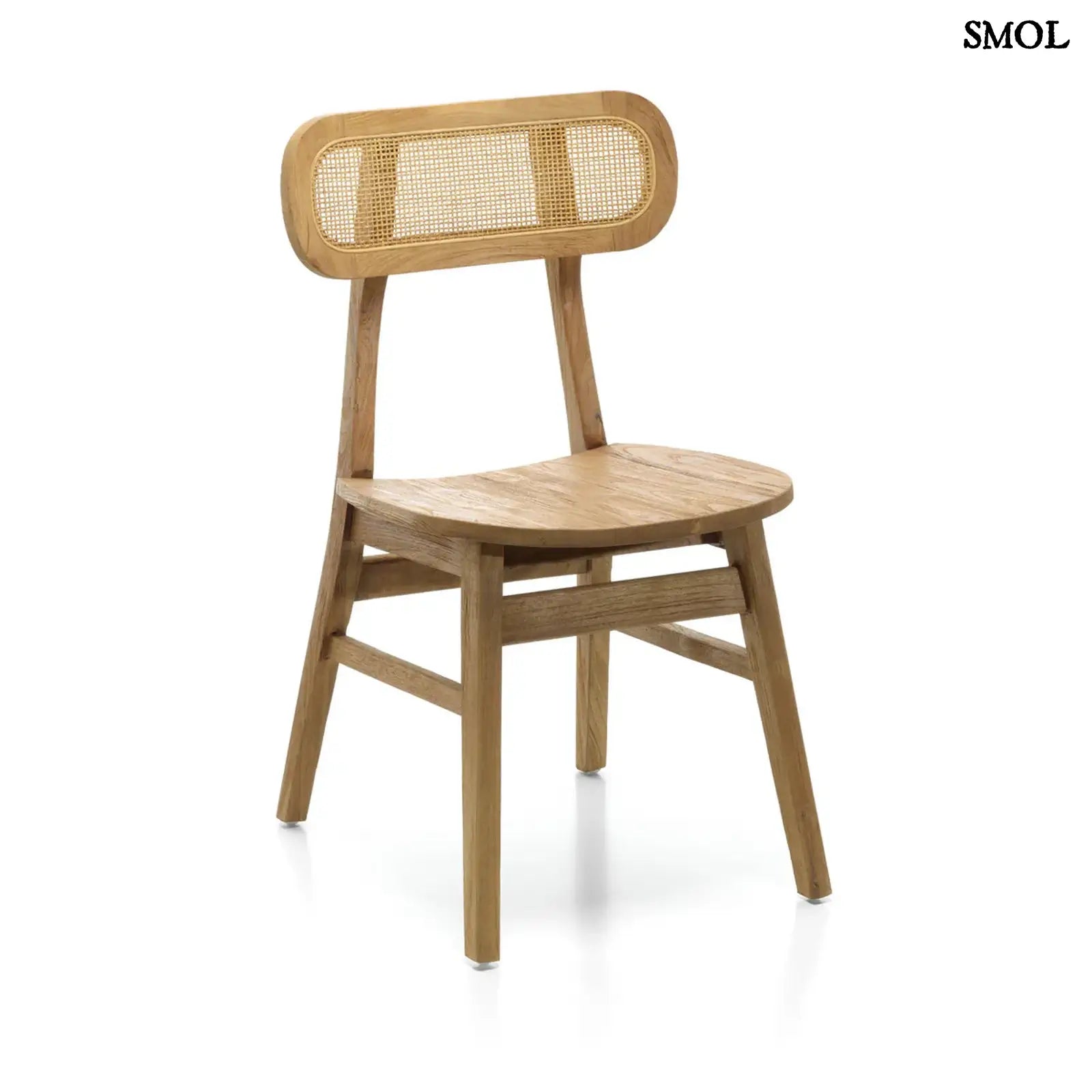 Teakfa étkezőszék rattan támlával | NOVA | SMOL - fehér háttérrel