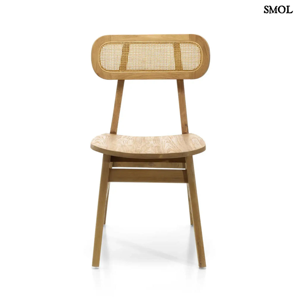 Teakfa étkezőszék rattan támlával | NOVA | SMOL - szemből