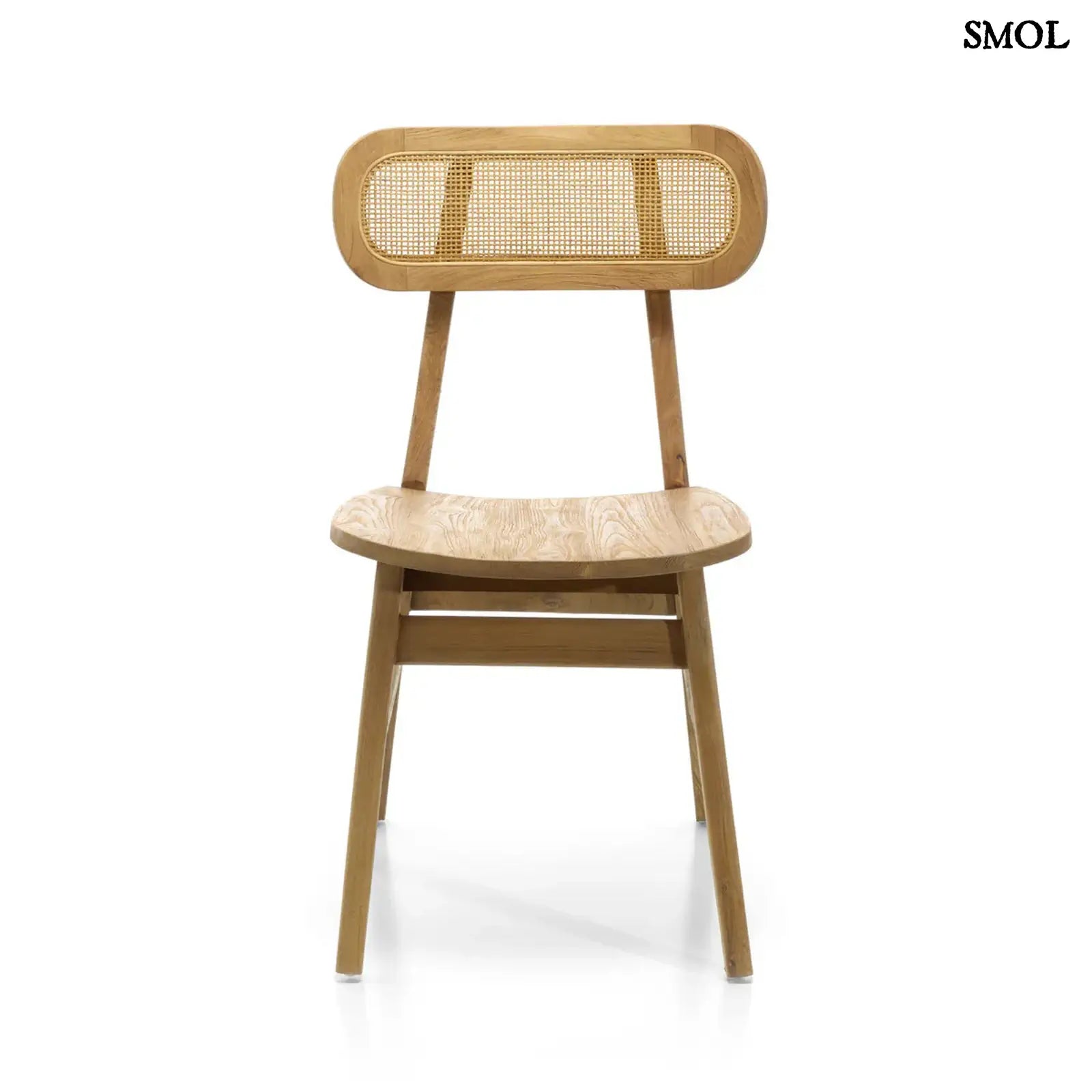 Teakfa étkezőszék rattan támlával | NOVA | SMOL - szemből