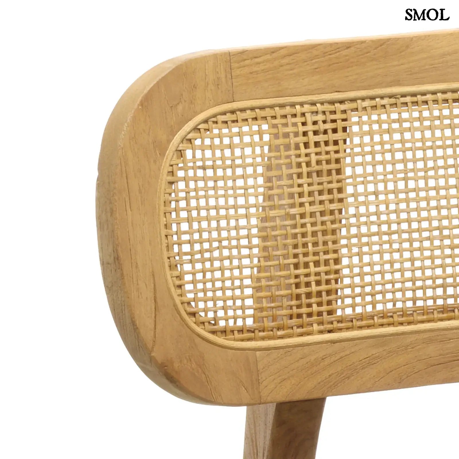 Teakfa étkezőszék rattan támlával | NOVA | SMOL - rattan nagyítva