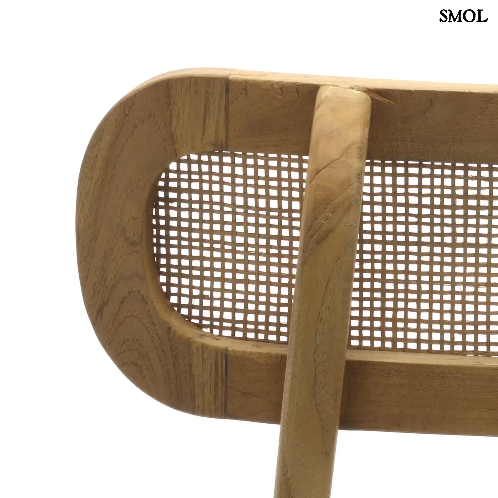 Teakfa étkezőszék rattan támlával | NOVA | SMOL - háttámla hátulról