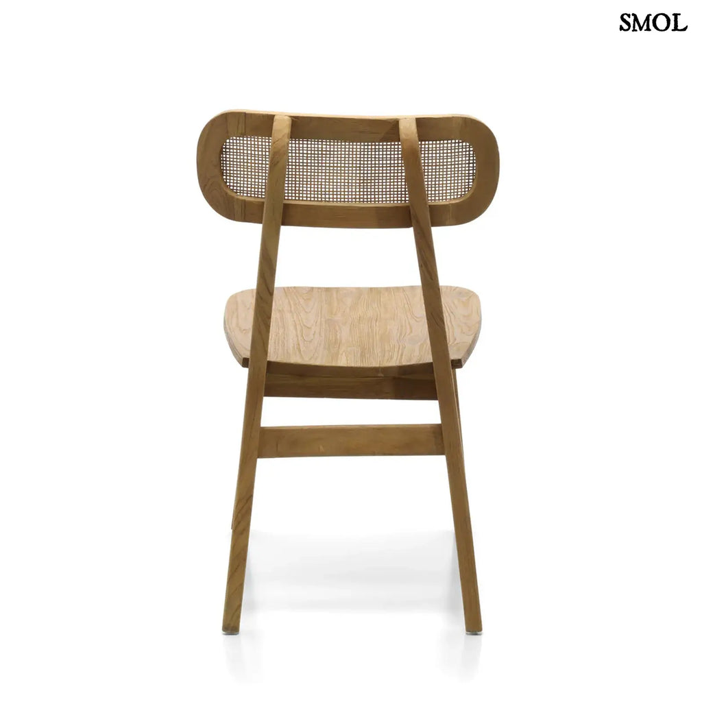Teakfa étkezőszék rattan támlával | NOVA | SMOL - hátulról