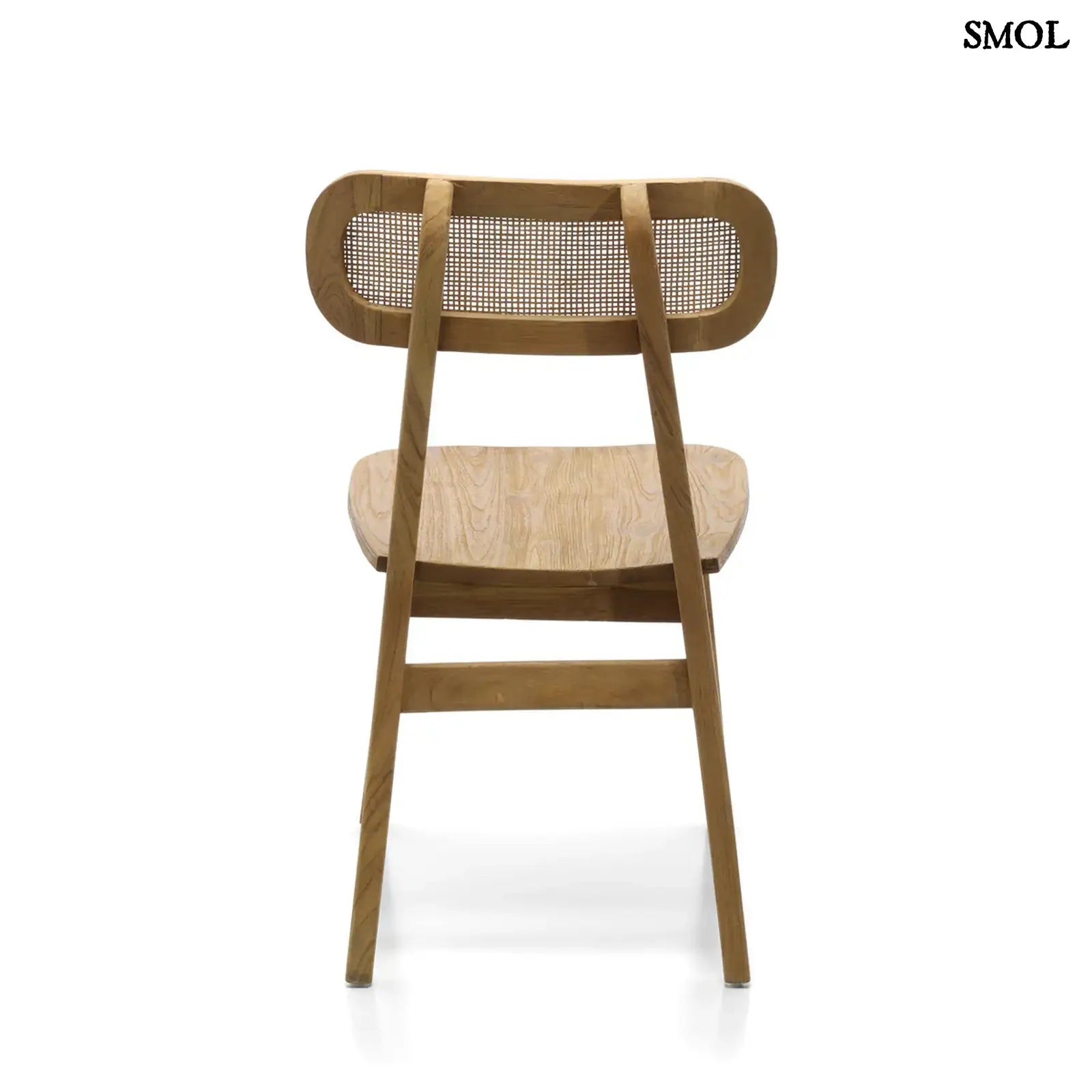 Teakfa étkezőszék rattan támlával | NOVA | SMOL - hátulról