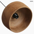 Modern dóm formájú teakfa függőlámpa, alulról