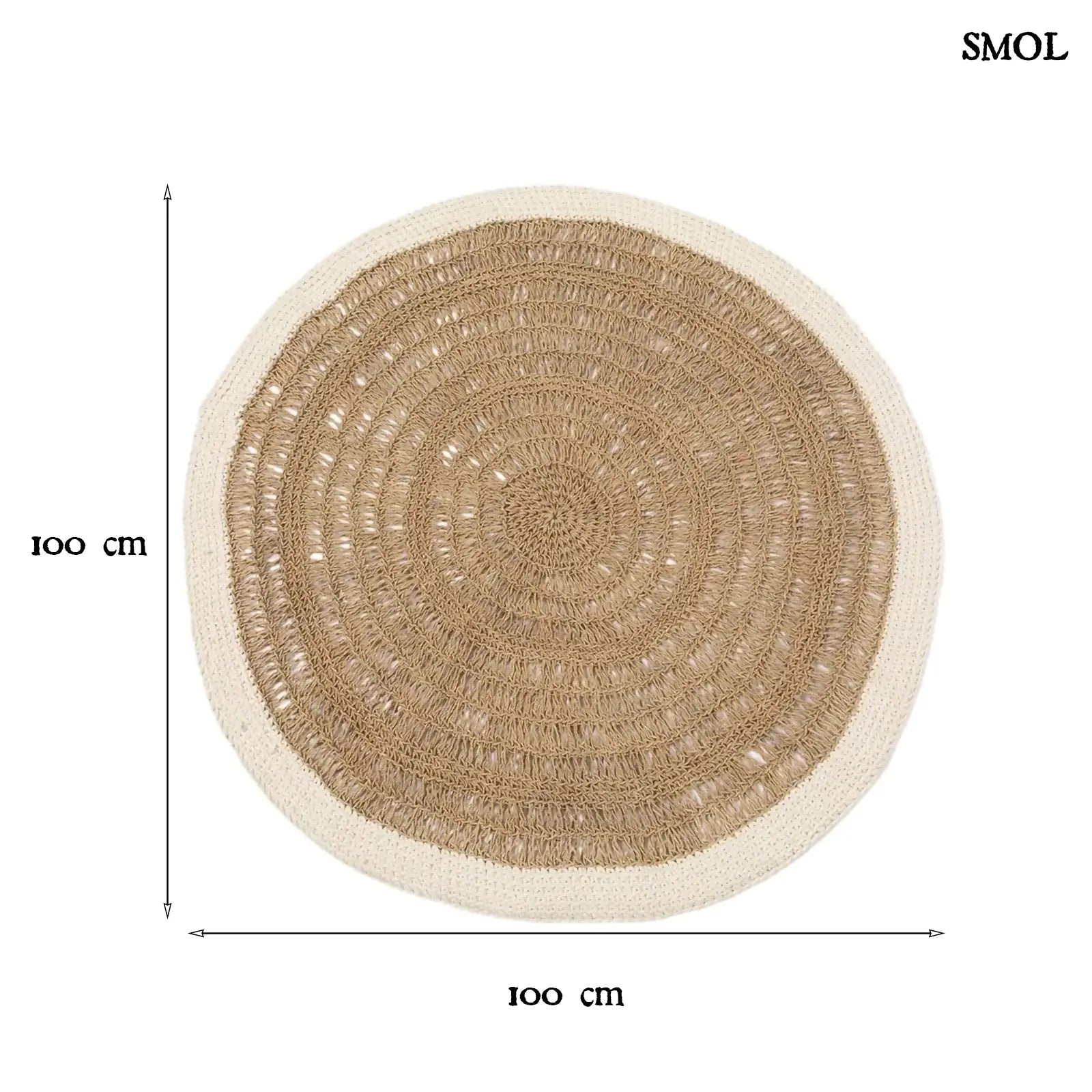 Tengerifű, Kerek Szőnyeg Pamut Szegéllyel, 100 cm | SEAGRASS | SMOL - méretekkel