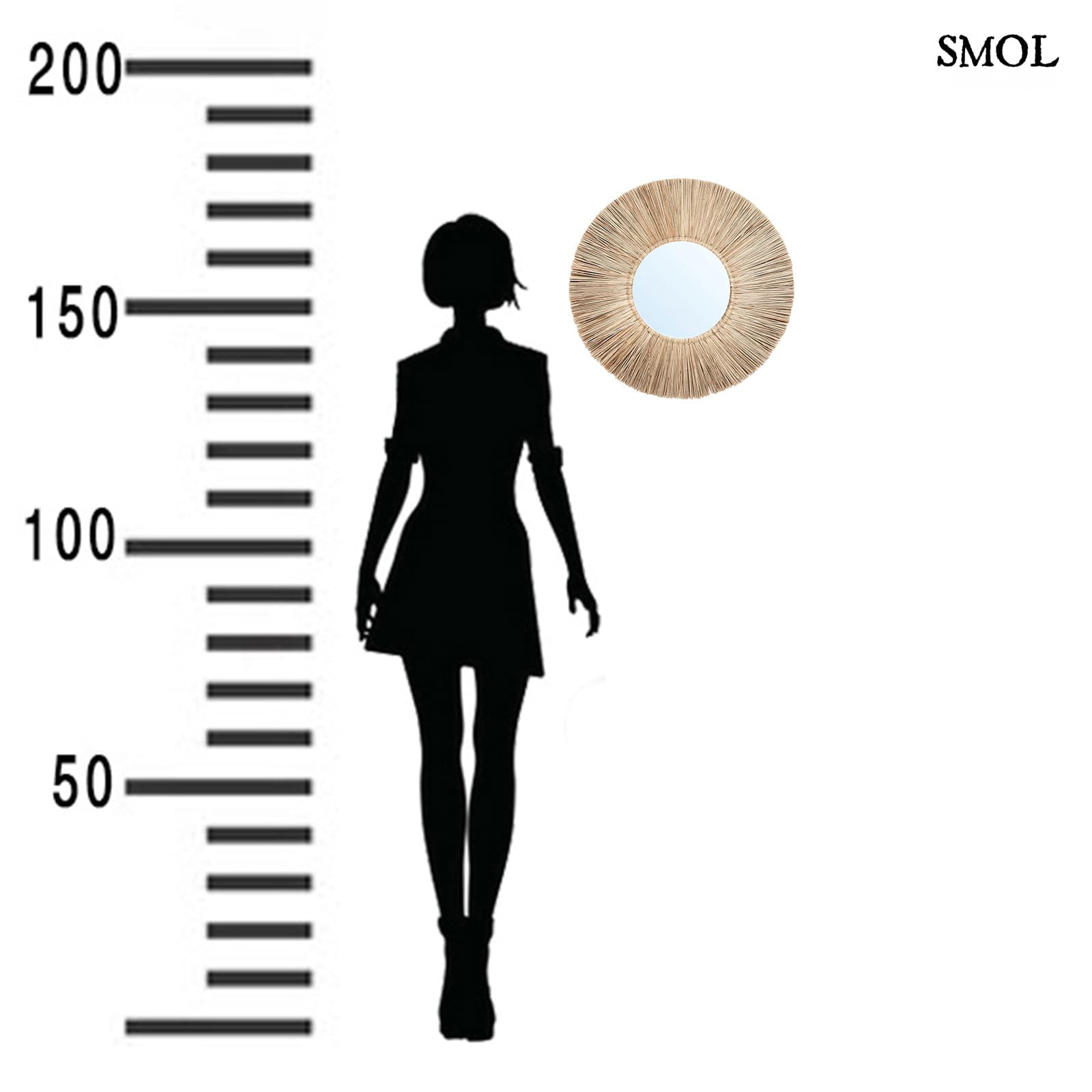 Természetes Fű Falitükör, 45 cm | ALANG ALANG | SMOL - méretarányosan