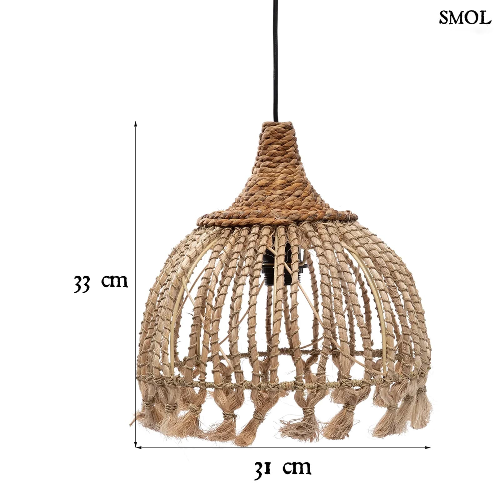 Természetes Függőlámpa, 31 cm | TASSEL | SMOL - méretekkel