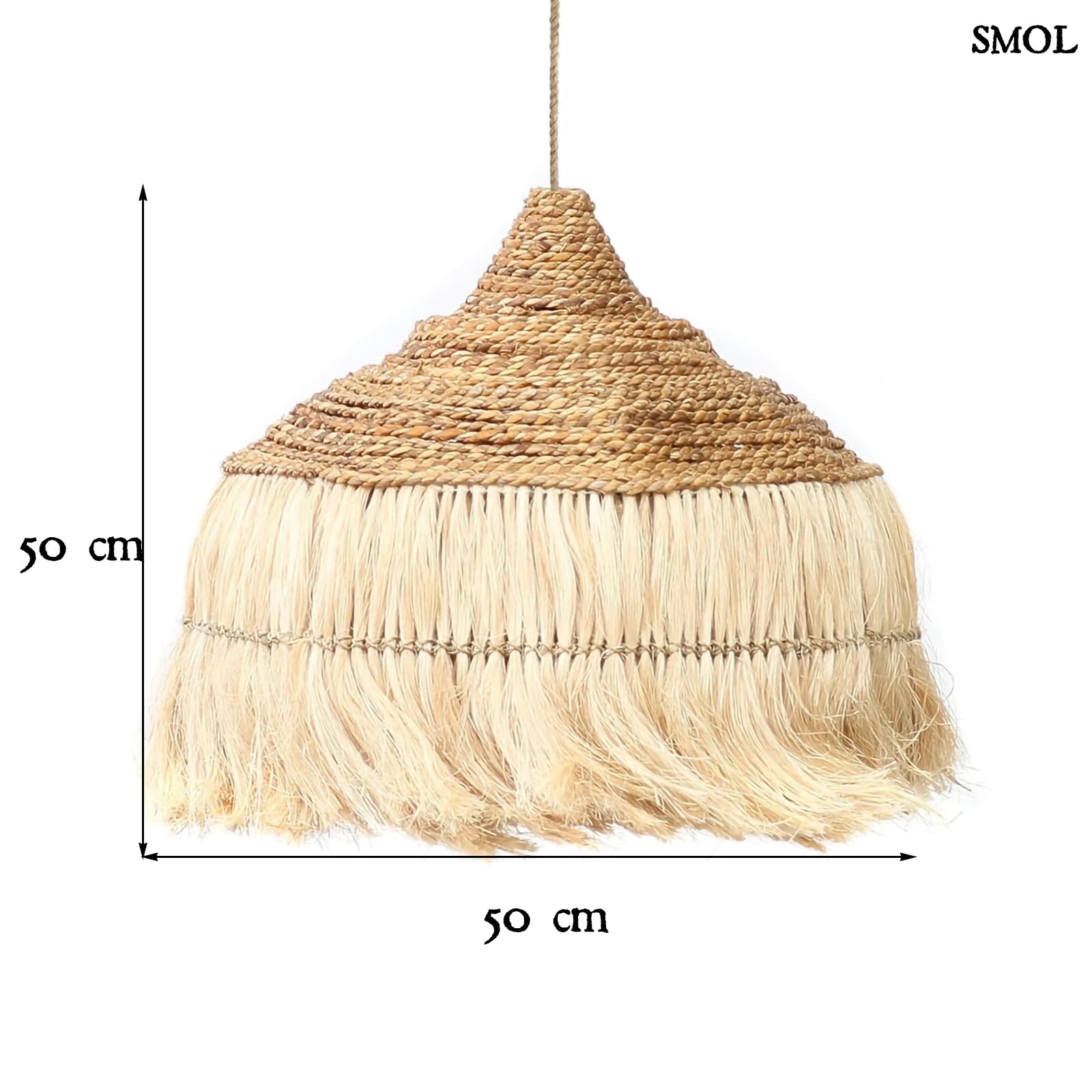 Természetes Függőlámpaernyő, ⌀50 cm | HOOLA | SMOL - méretekkel