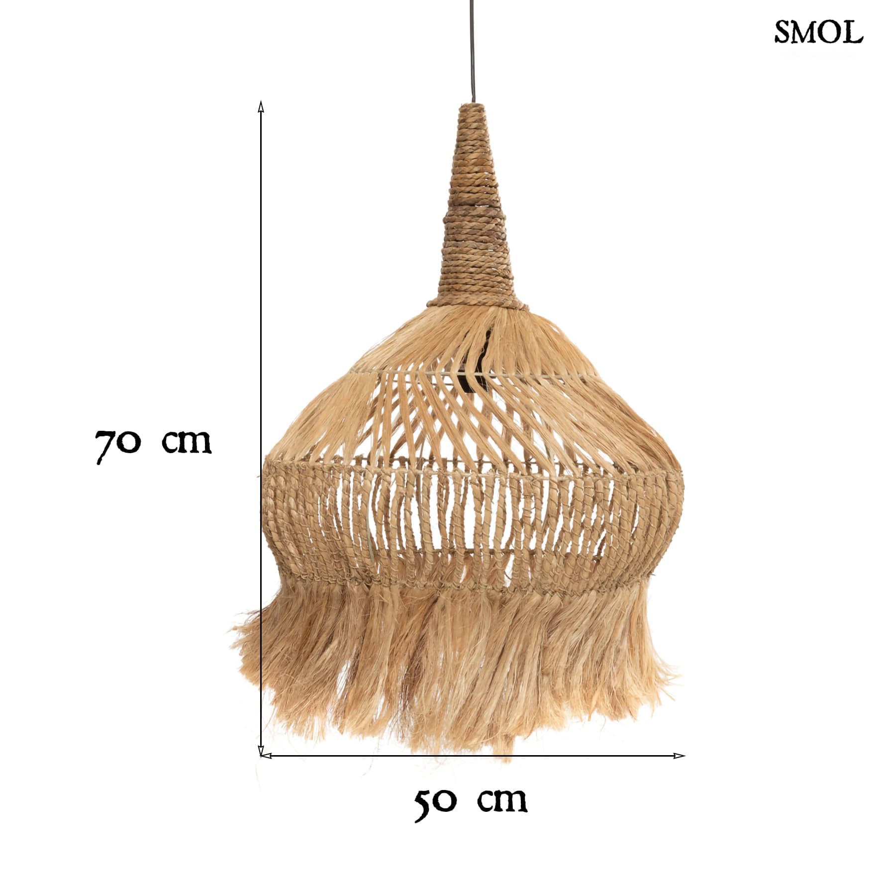 Természetes Függőlámpaernyő, 70 cm | HIPPY | SMOL - méretekkel