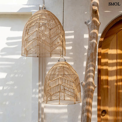 Természetes Rattan Függőlámpaernyő, 50 cm | BALA | SMOL - két méretben, felfüggesztve