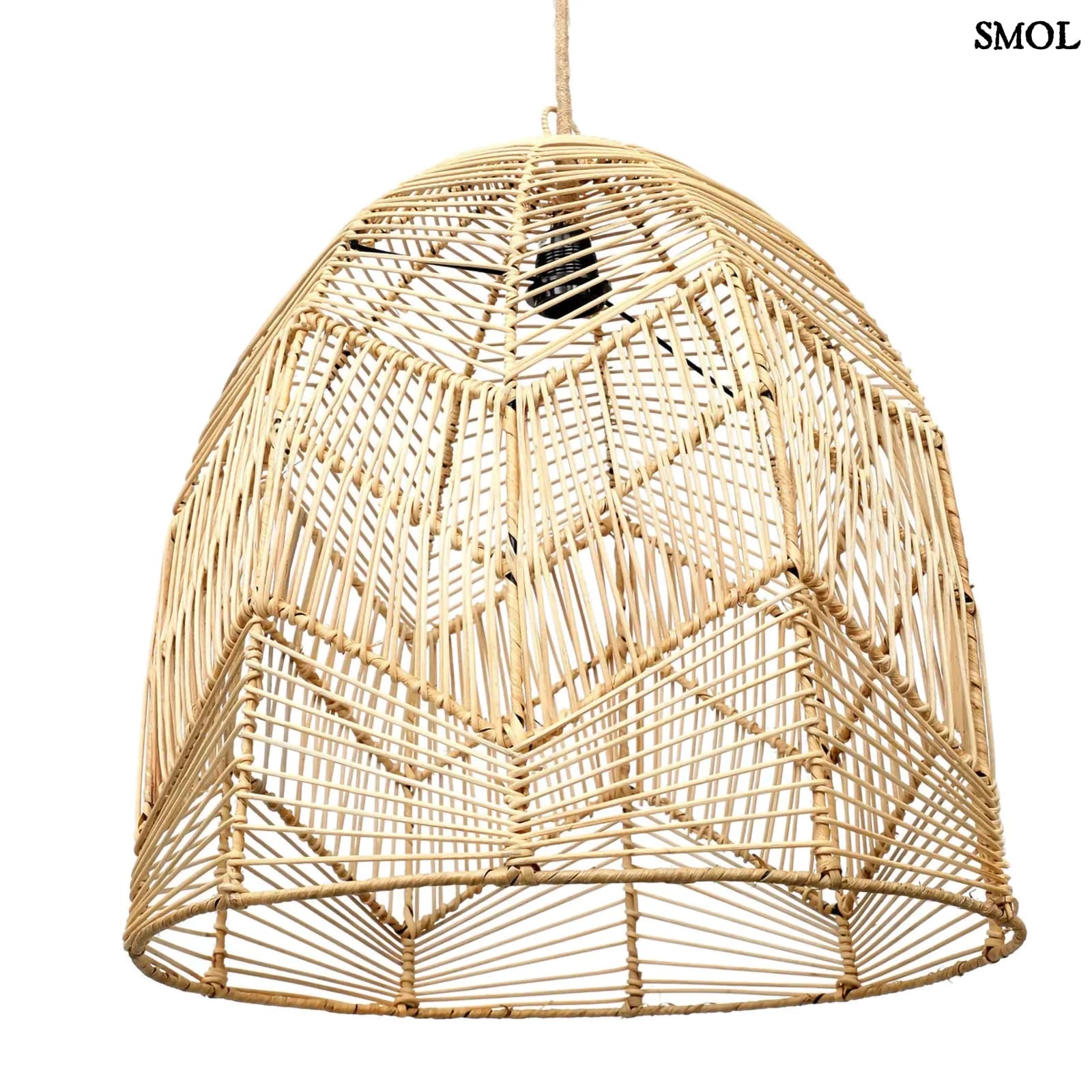 Természetes Rattan Függőlámpaernyő, 50 cm | BALA | SMOL -  alulról, fehér háttérrel
