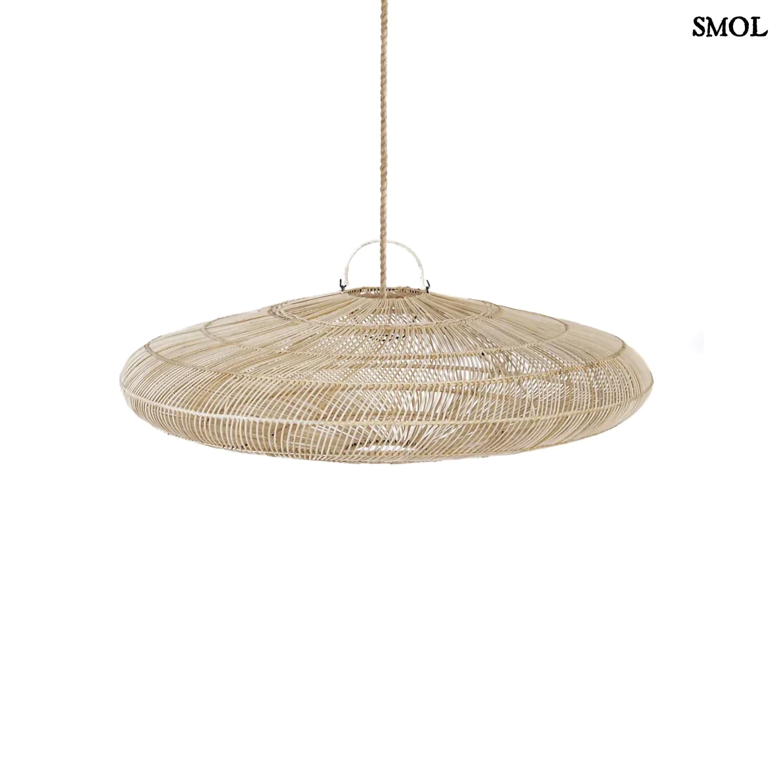 Természetes Rattan Függőlámpaernyő, ⌀110 cm | MACARON | SMOL - fehér háttérrel