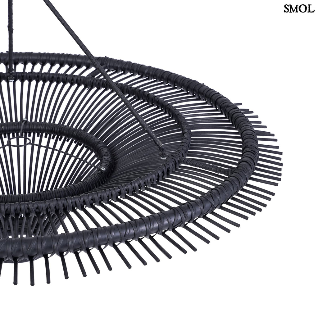 Természetes Rattan Függőlámpaernyő, ⌀110 cm, fekete | SKY | SMOL -  rattan nagyítva