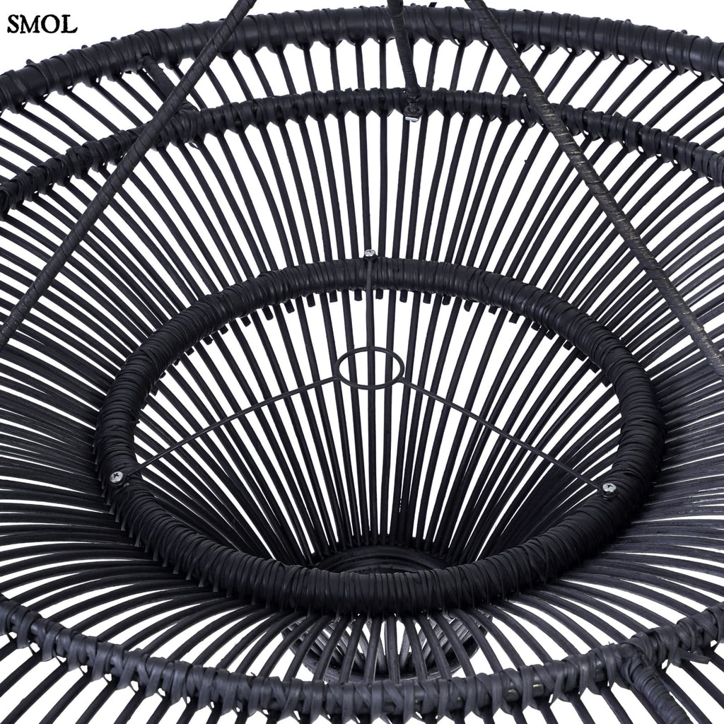 Természetes Rattan Függőlámpaernyő, ⌀110 cm, fekete | SKY | SMOL - felülről nagyítva