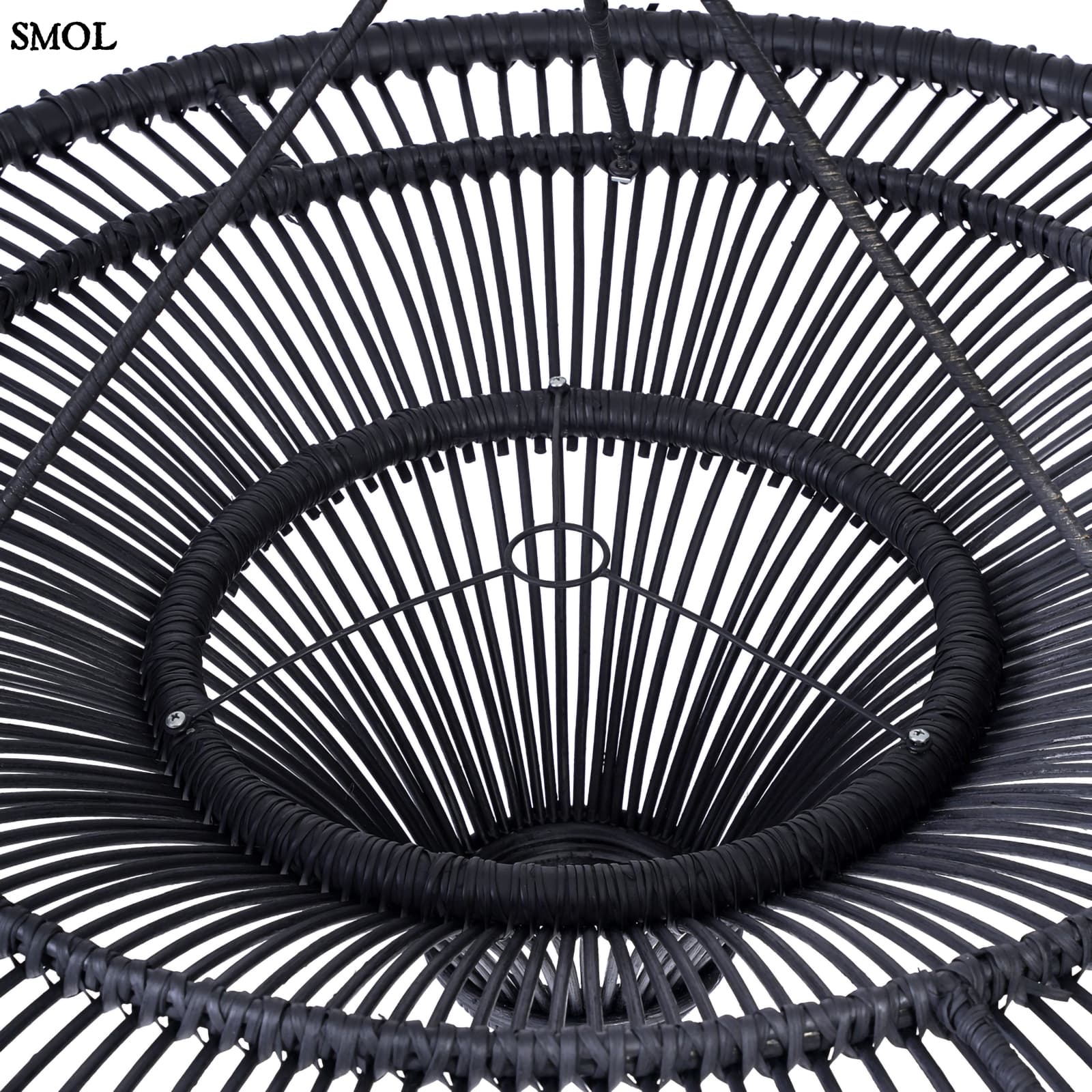 Természetes Rattan Függőlámpaernyő, ⌀110 cm, fekete | SKY | SMOL - felülről nagyítva