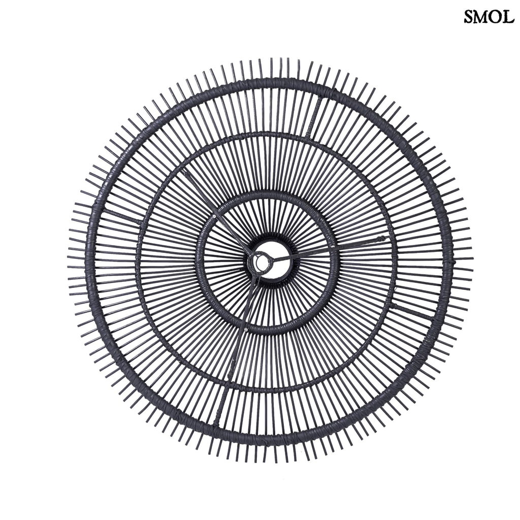 Természetes Rattan Függőlámpaernyő, ⌀110 cm, fekete | SKY | SMOL - felülről