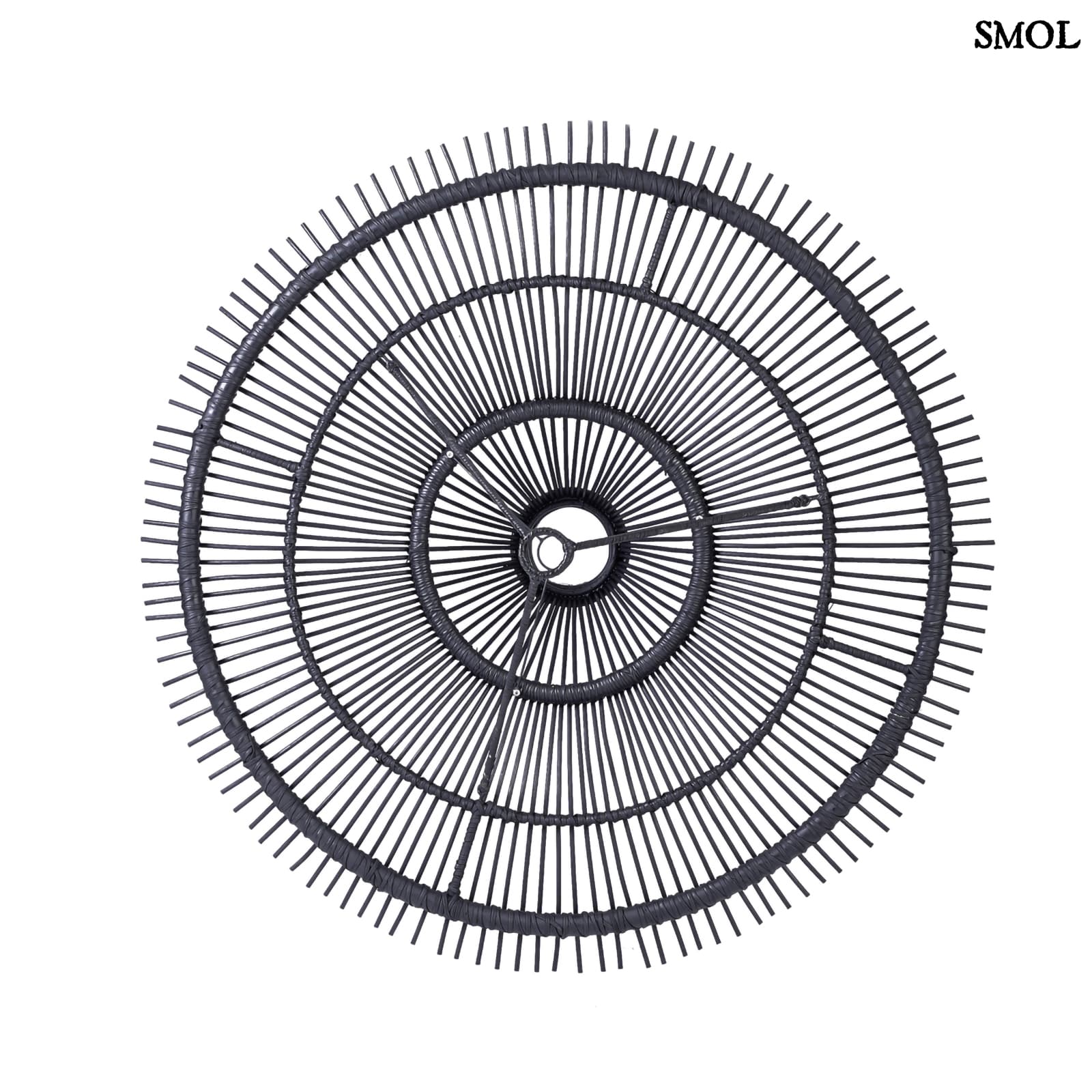 Természetes Rattan Függőlámpaernyő, ⌀110 cm, fekete | SKY | SMOL - felülről