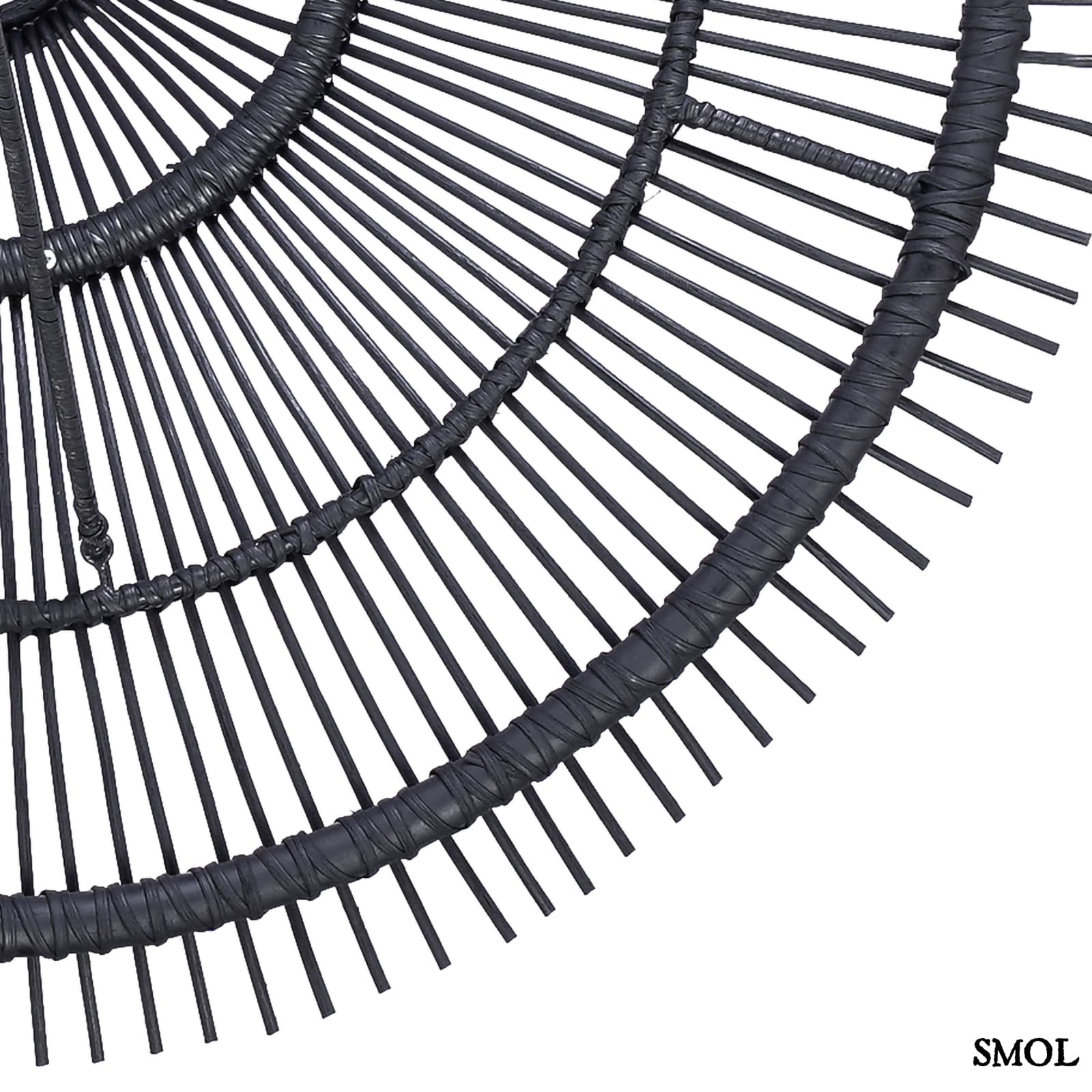 Természetes Rattan Függőlámpaernyő, ⌀110 cm, fekete | SKY | SMOL - rattan közelről