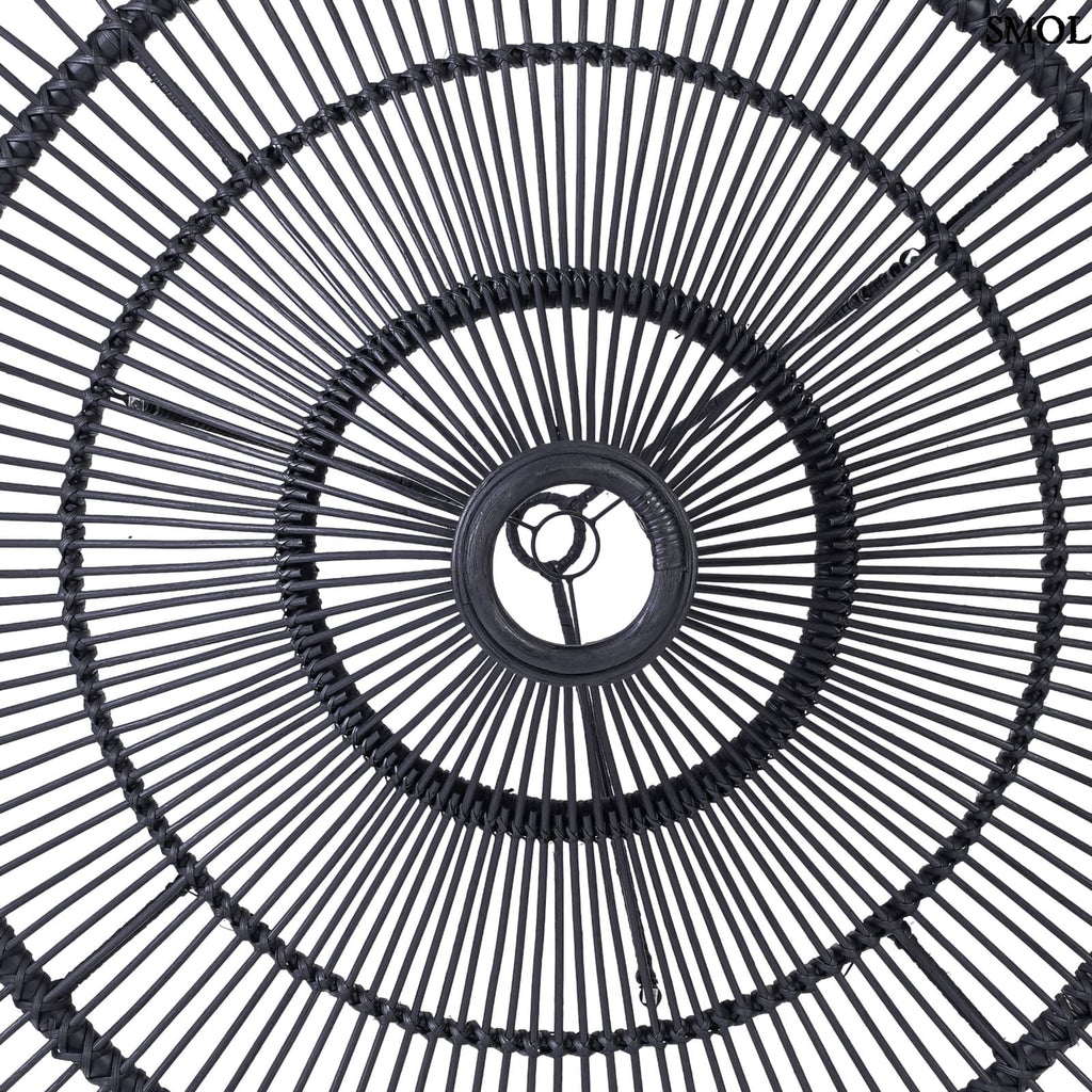 Természetes Rattan Függőlámpaernyő, ⌀110 cm, fekete | SKY | SMOL - alulról