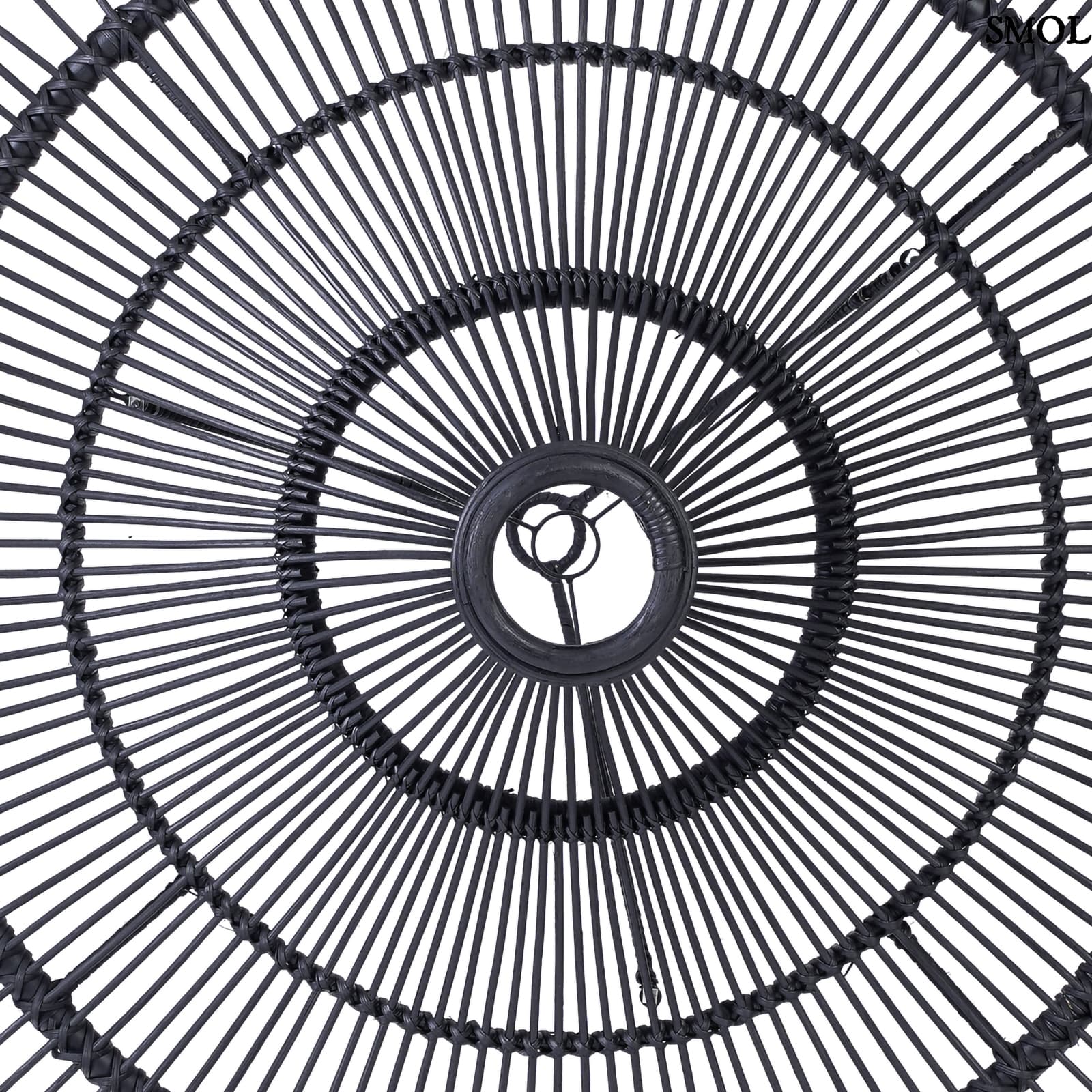 Természetes Rattan Függőlámpaernyő, ⌀110 cm, fekete | SKY | SMOL - alulról