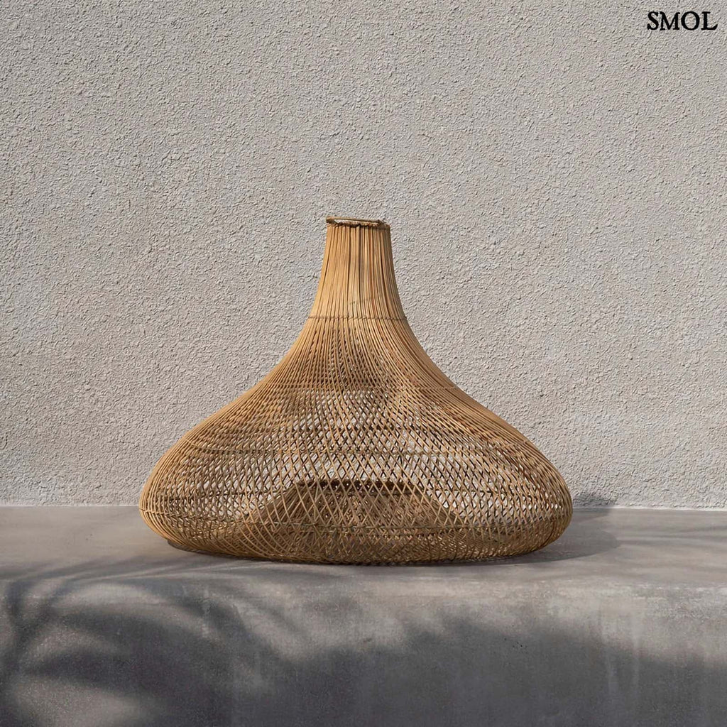 Természetes Rattan Függőlámpaernyő, ⌀120 cm | SHALA | SMOL - szürke háttérrel