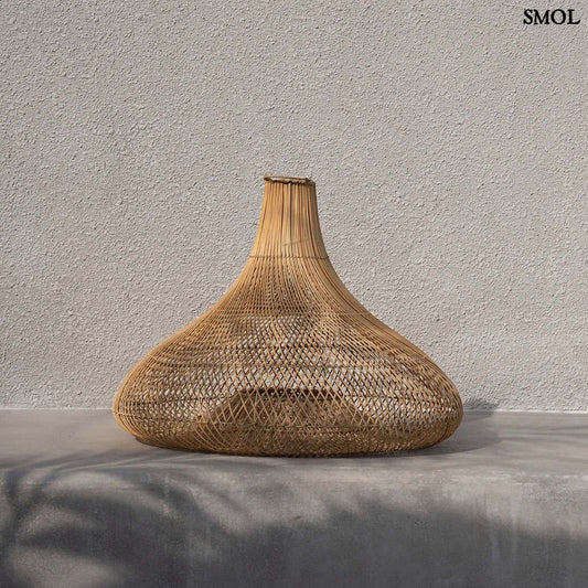 Természetes Rattan Függőlámpaernyő, ⌀120 cm | SHALA | SMOL - szürke háttérrel