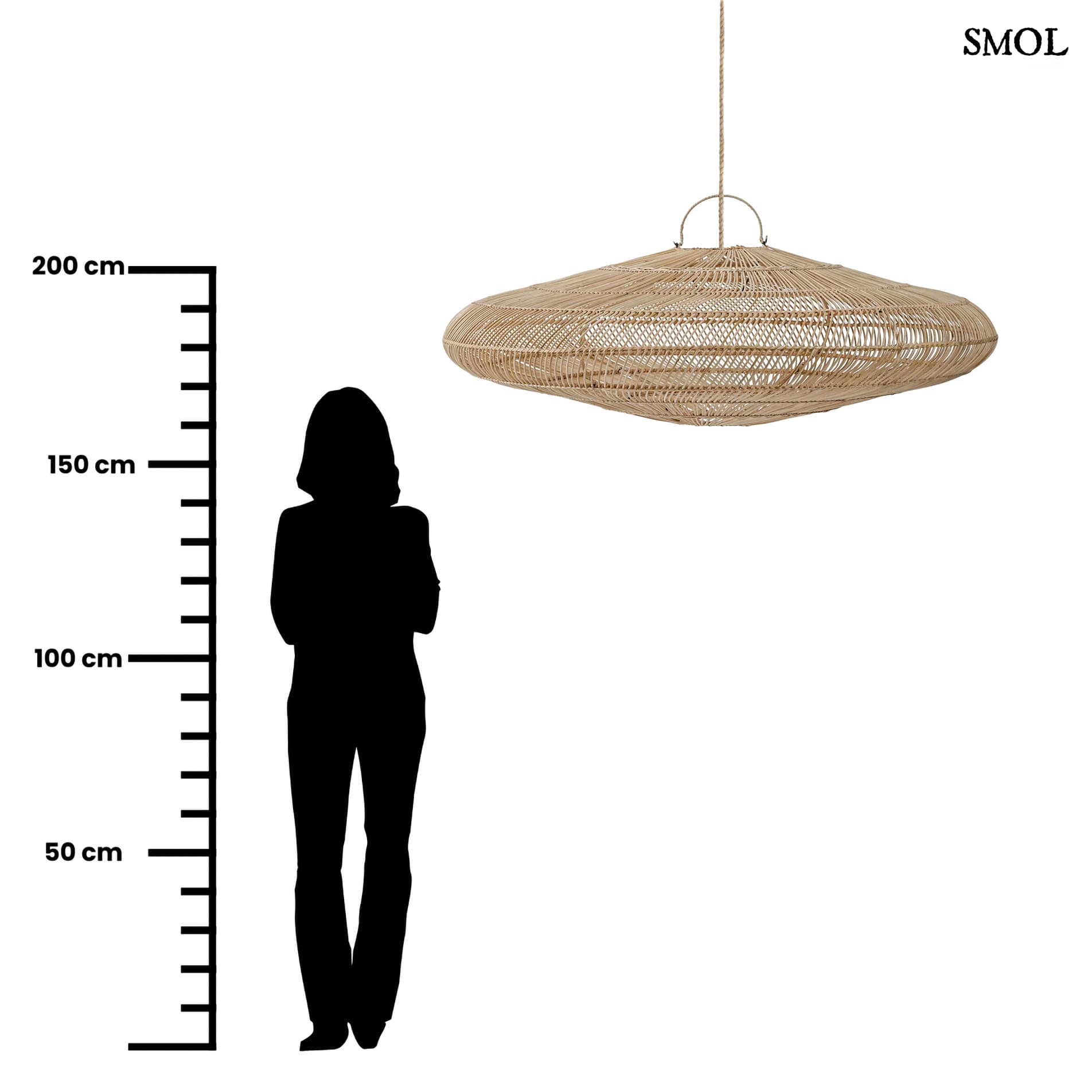 Természetes Rattan Függőlámpaernyő, 150 cm | MACARON | SMOL - méretarányosan