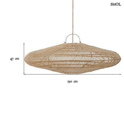 Természetes Rattan Függőlámpaernyő, 150 cm | MACARON | SMOL - méretekkel