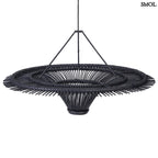 Természetes Rattan Függőlámpaernyő, ⌀150 cm, fekete | SKY | SMOL - fehér háttérrel