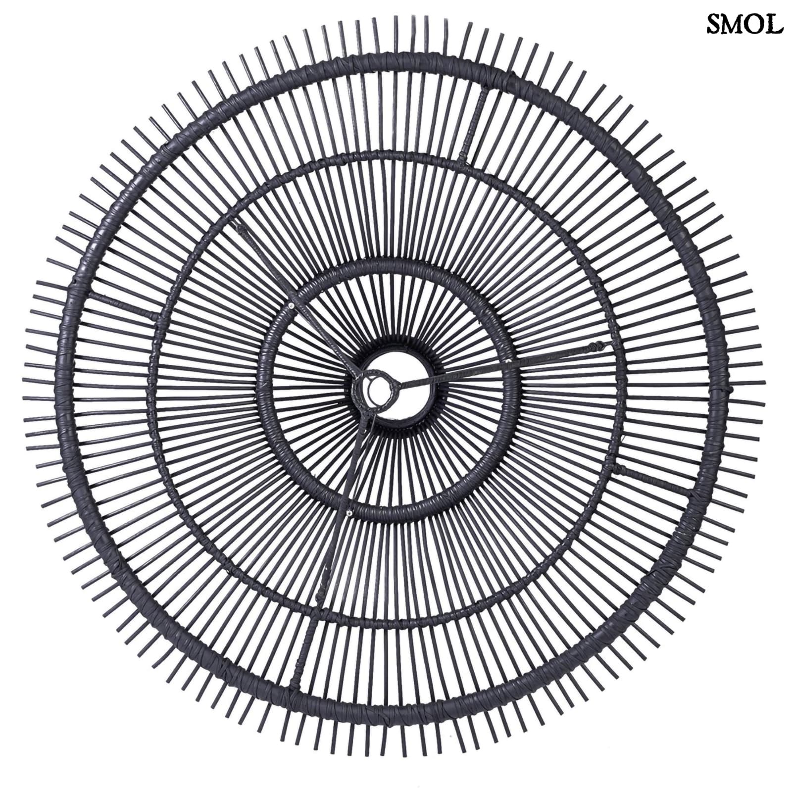 Természetes Rattan Függőlámpaernyő, ⌀150 cm, fekete | SKY | SMOL - felülről
