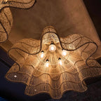 Természetes Rattan Függőlámpaernyő, 150 cm, natúr | WHIPPED | SMOL - világító égőkkel, alulról